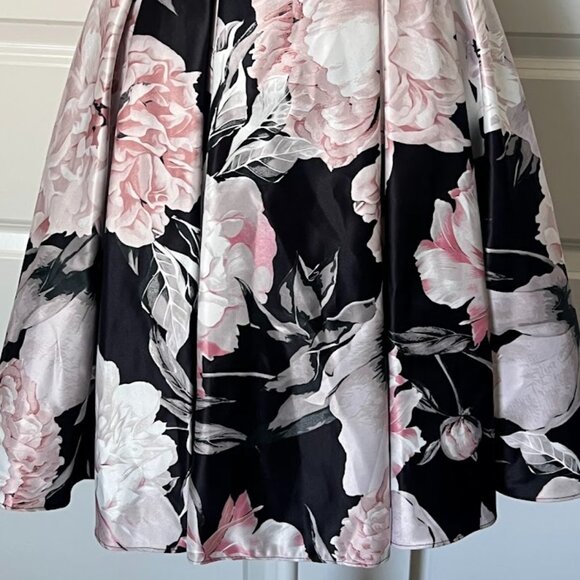 Betsy & Adam Black Pink Floral Off-The-Shoulder Fit & Flare Dress Size 2 - Picture 7 of 16